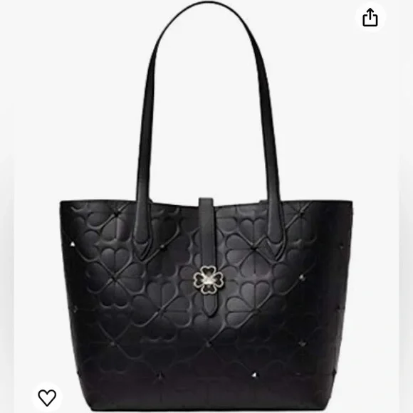 Kate Spade New York KACI SPADE Flower EMBOSSED Small Tote Women's Handbag, Black - Picture 1 of 10